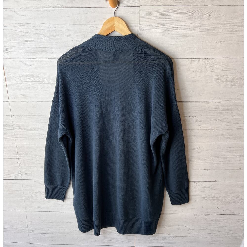 Eileen Fisher Cardigan Womens Size Small Dark Teal Open Organic Linen & Cotton - Picture 8 of 14